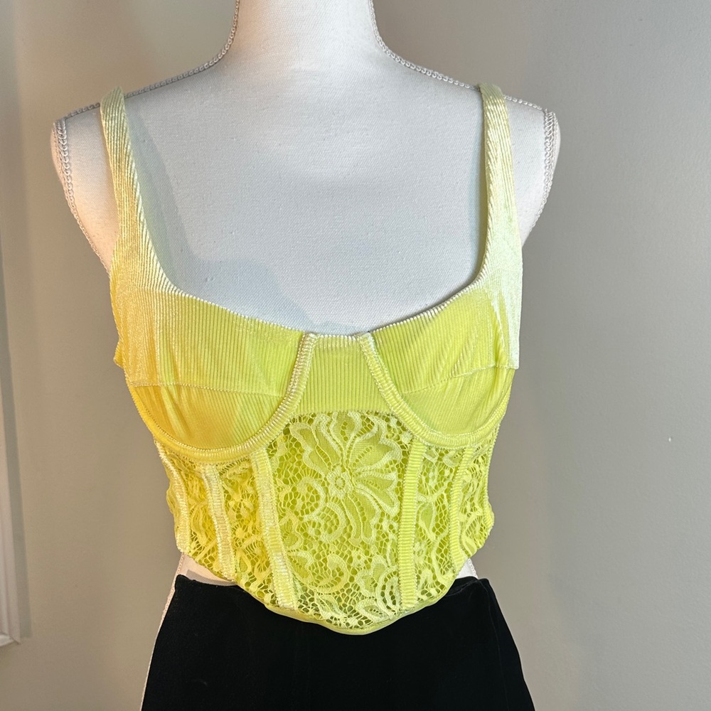 AFRM Neon Lace Bustier Top M